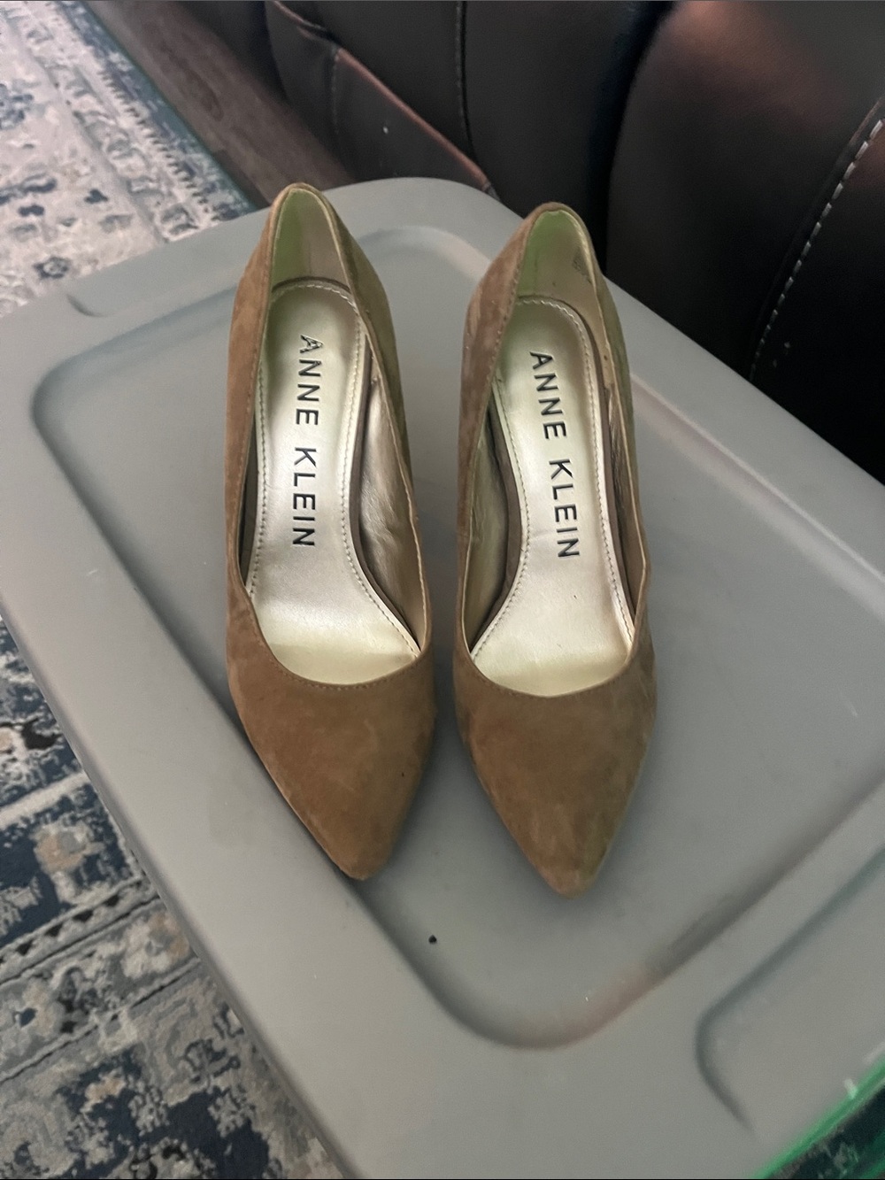 Anne Klein Tan Suede Pointed Toe Pumps